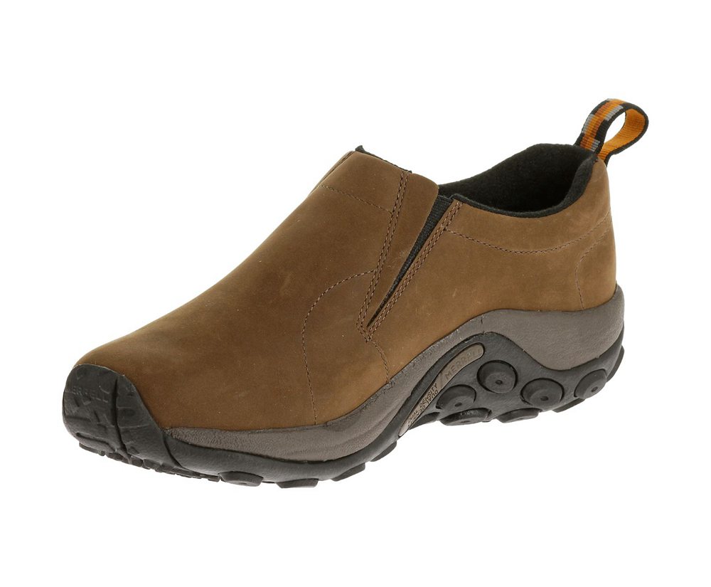 Merrell Slip Ons Brown - Jungle Moc Nubuck Waterproof Wide Width - Mens 17GDCSZKH